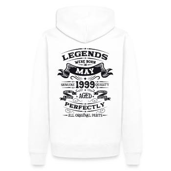 Légende Mai 1999 Millésime 1999 Anniversaire 1999 - Sweat à capuche Premium bio Homme - blanc - Dos - Nico (187cm)