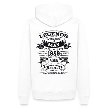 Legende Mai 1959 Jahrgang 1959 Geburtstag 1959 - Männer Premium Bio Hoodie - Weiß - Hinten - Nico (187cm)