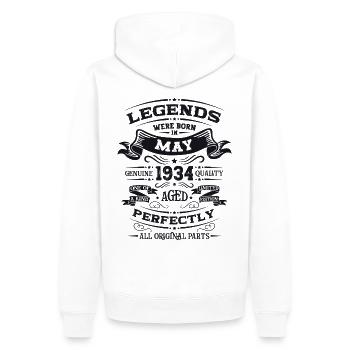 Legende Mai 1934 Jahrgang 1934 Geburtstag 1934 - Männer Premium Bio Hoodie - Weiß - Hinten - Nico (187cm)
