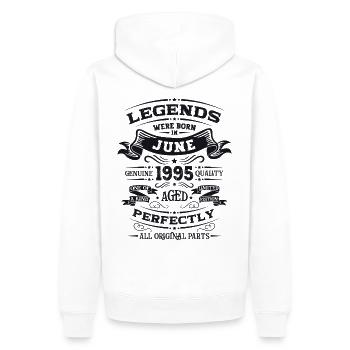 30ème anniversaire Légendaire Juin 1995 Millésime 1995 - Sweat à capuche Premium bio Homme - blanc - Dos - Nico (187cm)
