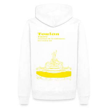 Toulon et sa fontaine - Sweat à capuche Premium bio Homme - blanc - Dos - Nico (187cm)