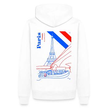 Paris et sa dame de fer - Sweat à capuche Premium bio Homme - blanc - Dos - Nico (187cm)