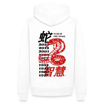 Art Nouvel An Chinois 2025 Année du Serpent - Sweat à capuche Premium bio Homme - blanc - Dos - Nico (187cm)