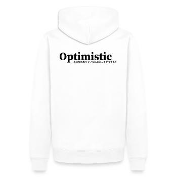 Optimismus - Männer Premium Bio Hoodie - Weiß - Hinten - Nico (187cm)