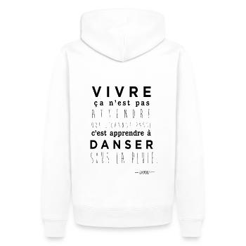 Vivre et ne pas attendre ! - Sweat à capuche Premium bio Homme - blanc - Dos - Nico (187cm)
