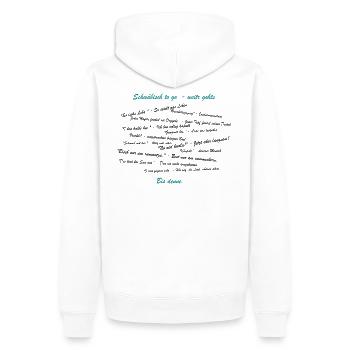Schwäbische Sprüche To Go - Weiter gehts - Männer Premium Bio Hoodie - Weiß - Hinten - Nico (187cm)