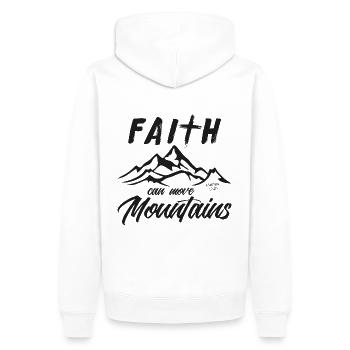 La foi peut déplacer des montagnes, don chrétien. - Sweat à capuche Premium bio Homme - blanc - Dos - Nico (187cm)