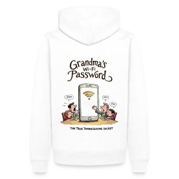 Omas WLAN-Passwort - Männer Premium Bio Hoodie - Weiß - Hinten - Nico (187cm)
