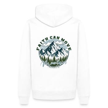 Faith can move Mountains, christliches Geschenk - Männer Premium Bio Hoodie - Weiß - Hinten - Nico (187cm)