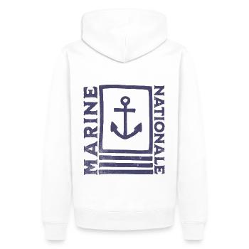 Marine Nationale Vintage - Sweat à capuche Premium bio Homme - blanc - Dos - Nico (187cm)