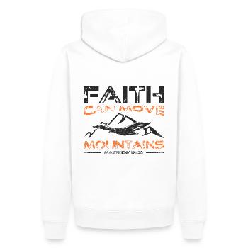 Faith can move Mountains, christliches Geschenk. - Männer Premium Bio Hoodie - Weiß - Hinten - Nico (187cm)