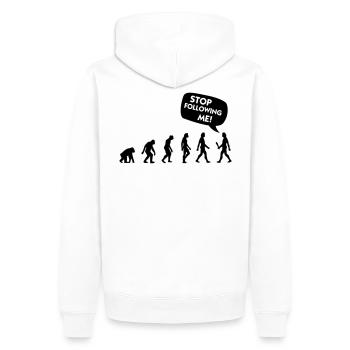 Die Evolution eines Stalkers - Männer Premium Bio Hoodie - Weiß - Hinten - Nico (187cm)