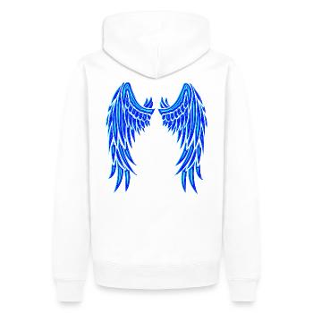 Wing No. 03 - Design A - Men’s Premium Organic Hoodie - white - Back - Nico (187cm)