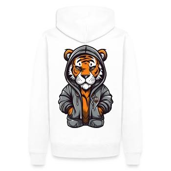 Tigre de la ville en sweat à capuche - Sweat à capuche Premium bio Homme - blanc - Dos - Nico (187cm)