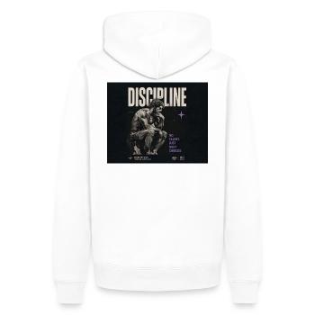 Disziplin: Tägliche Wahl - Männer Premium Bio Hoodie - Weiß - Hinten - Nico (187cm)