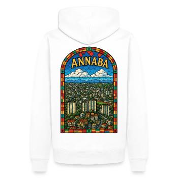Annaba Vitrail Urbain - Sweat à capuche Premium bio Homme - blanc - Dos - Nico (187cm)