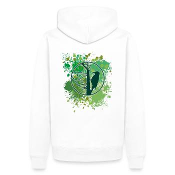 Specht | Woodpecker | Silhouette | Vogel - Männer Premium Bio Hoodie - Weiß - Hinten - Nico (187cm)