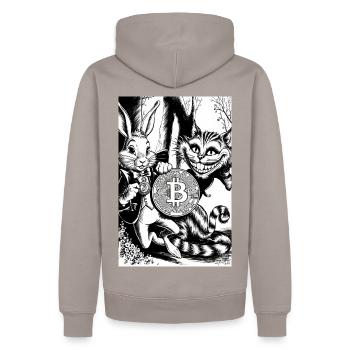 Le bitcoin au pays des merveilles - Sweat à capuche Premium bio Homme - taupe - Dos - Nico (187cm)