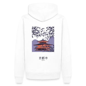Welcome to Kyoto - Sweat à capuche Premium bio Homme - blanc - Dos - Nico (187cm)