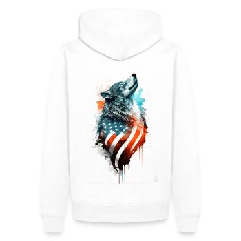 Wolf Design par ART8NS Art sur Streetwear S 11of25 - Sweat à capuche Premium bio Homme - blanc - Dos - Nico (187cm)