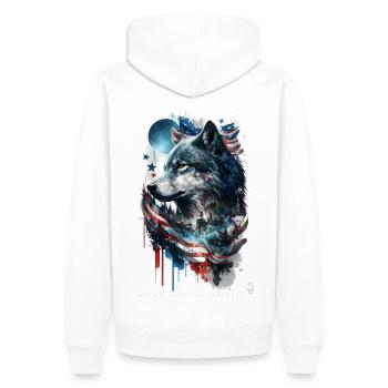 Wolf Design par ART8NS Art on Streetwear S 09of25 - Sweat à capuche Premium bio Homme - blanc - Dos - Nico (187cm)