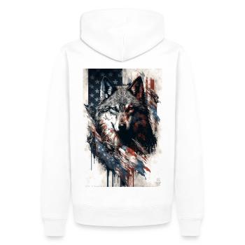 Wolf Design par ART8NS Art on Streetwear S 01of25 - Sweat à capuche Premium bio Homme - blanc - Dos - Nico (187cm)