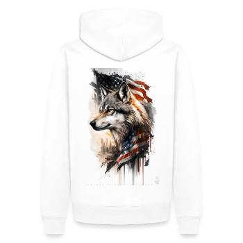 Wolf Design par ART8NS Art sur Streetwear S 22of25 - Sweat à capuche Premium bio Homme - blanc - Dos - Nico (187cm)