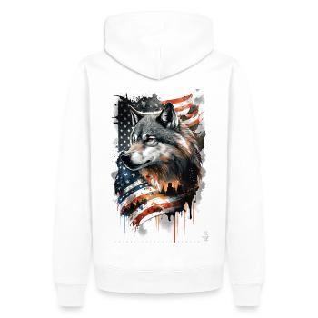 Wolf Design par ART8NS Art on Streetwear S 24of25 - Sweat à capuche Premium bio Homme - blanc - Dos - Nico (187cm)