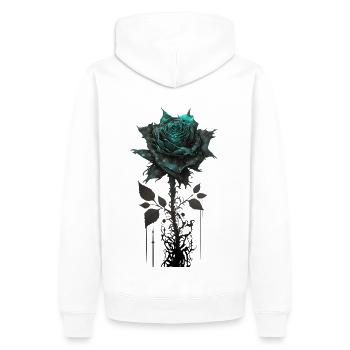 Turquoise Rose - Men’s Premium Organic Hoodie - white - Back - Nico (187cm)