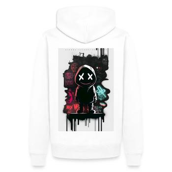 Robot Graffiti Design by ART8NS Art ON Streetwear - Männer Premium Bio Hoodie - Weiß - Hinten - Nico (187cm)
