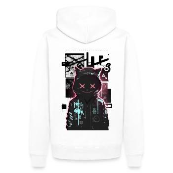 Cool Cat by ART8NS Art ON Streetwear - Männer Premium Bio Hoodie - Weiß - Hinten - Nico (187cm)
