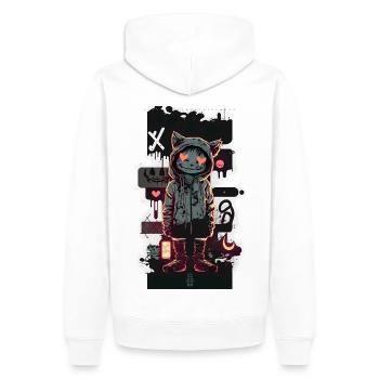 Love Cat by ART8NS Art ON Streetwear - Männer Premium Bio Hoodie - Weiß - Hinten - Nico (187cm)