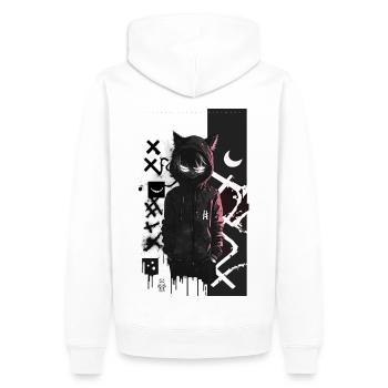 Cat Graffiti Design by ART8NS Art ON Streetwear - Männer Premium Bio Hoodie - Weiß - Hinten - Nico (187cm)