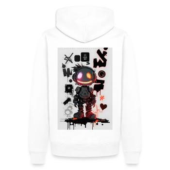 Robot Graffiti Design par ART8NS Art ON Streetwear - Sweat à capuche Premium bio Homme - blanc - Dos - Nico (187cm)