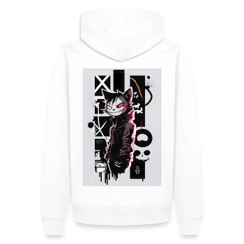 Cat Graffiti Design by ART8NS Art ON Streetwear - Männer Premium Bio Hoodie - Weiß - Hinten - Nico (187cm)