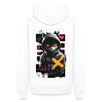 Cat by ART8NS - Art ON Streetwear - Männer Premium Bio Hoodie - Weiß - Hinten - Nico (187cm)