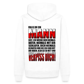 Falls du ein Mann bist... - Männer Premium Bio Hoodie - Weiß - Hinten - Nico (187cm)