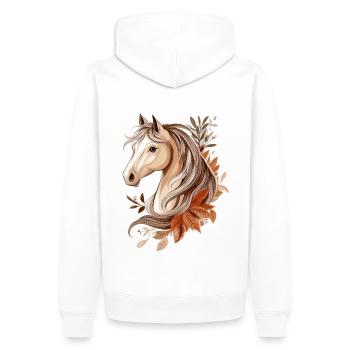 Cheval Automne - Sweat à capuche Premium bio Homme - blanc - Dos - Nico (187cm)