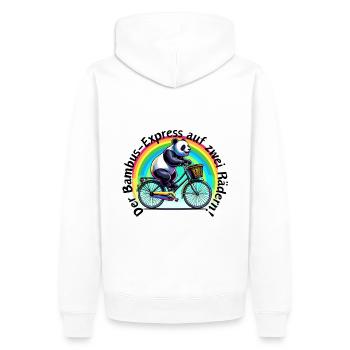 Bambou - Express sur deux roues Panda - Sweat à capuche Premium bio Homme - blanc - Dos - Nico (187cm)