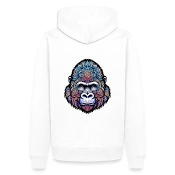 Mystisches Gorilla-Mandala - Männer Premium Bio Hoodie - Weiß - Hinten - Nico (187cm)