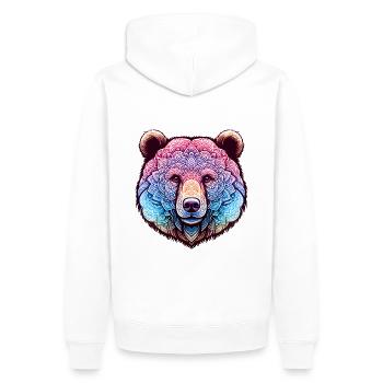 Mandala de l’ours mystique - Sweat à capuche Premium bio Homme - blanc - Dos - Nico (187cm)