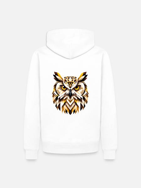 Abstrakte geometrische Eule - Farbgestaltung - Männer Premium Bio Hoodie - Weiß