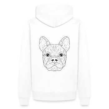 Essence de bouledogue français : dessin au trait géométrique - Sweat à capuche Premium bio Homme - blanc - Dos - Nico (187cm)