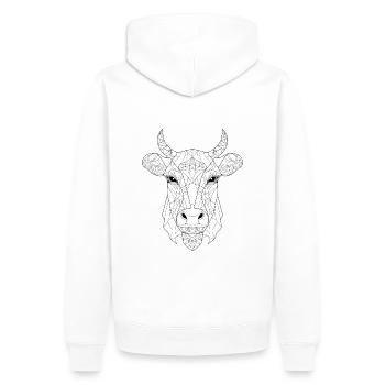 Beauté bovine complexe : Art géométrique de la vache - Sweat à capuche Premium bio Homme - blanc - Dos - Nico (187cm)