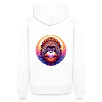 Portrait mystique de Mandala d’orang-outan - Sweat à capuche Premium bio Homme - blanc - Dos - Nico (187cm)