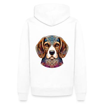 Verziertes Beagle-Mandala-Porträt - Männer Premium Bio Hoodie - Weiß - Hinten - Nico (187cm)