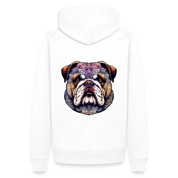 Bouledogue complexe Mandala : Fusion d’œuvres d’art canines - Sweat à capuche Premium bio Homme - blanc - Dos - Nico (187cm)