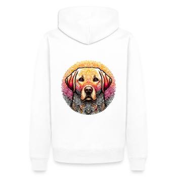 Majestätisches Labrador-Mandala - Männer Premium Bio Hoodie - Weiß - Hinten - Nico (187cm)