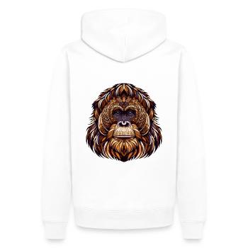 Verziertes Orang-Utan-Mandala: Symmetrische Linienkunst - Männer Premium Bio Hoodie - Weiß - Hinten - Nico (187cm)