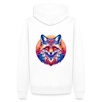 Vibrant Fox Mandala : oeuvre florale lunatique - Sweat à capuche Premium bio Homme - blanc - Dos - Nico (187cm)
